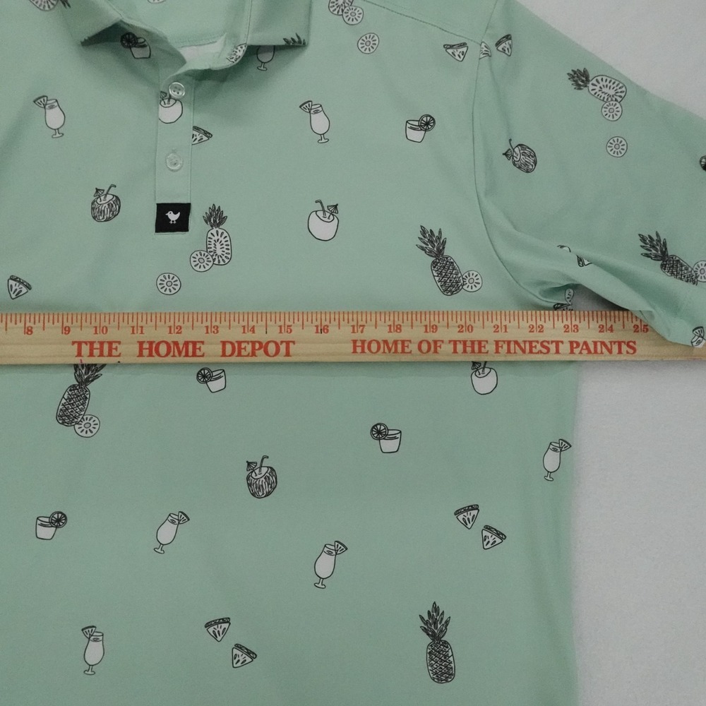Bad Birdie Shirt Mens XL Mint Green Pineapple Cocktail Golf Stretch Polo - Picture 4 of 10